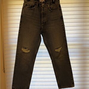Re/Done Black Distressed Straight Leg Jeans